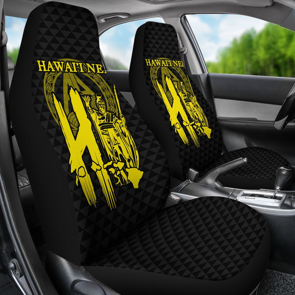Hawaiian Kamehameha Kakau Car Seat Cover Yellow - AH - J7
