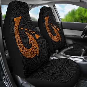 Hawaii Hook Map Orange Polynesian Car Seat Covers - AH - J1