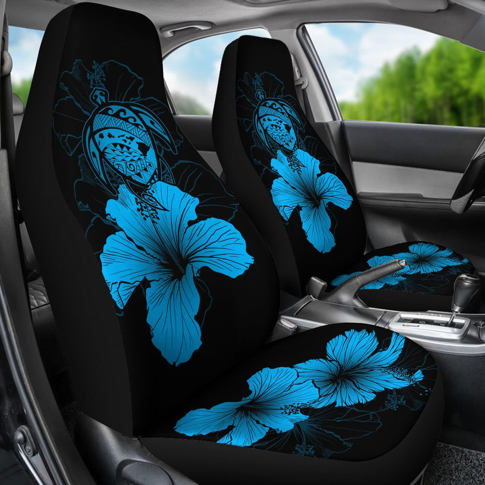 Hawaii Hibiscus Car Seat Cover - Turtle Map - Traffic Blue - AH J9