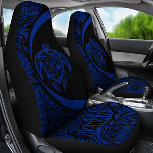 Hawaii Turtle Map Polynesian Car Seat Covers - Blue - Circle Style - AH J9
