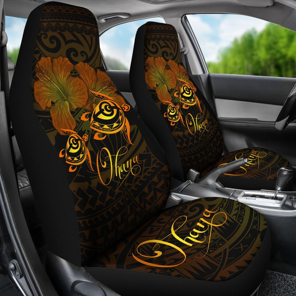 Hawaii Turtle Ohana Hibiscus Poly Car Seat Covers - Yellow - AH J4
