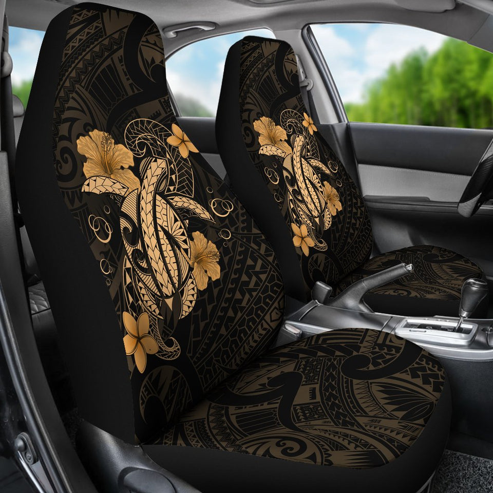 Hawaii Turtle Flower Polynesian Car Seat Covers - Gold - AH J4