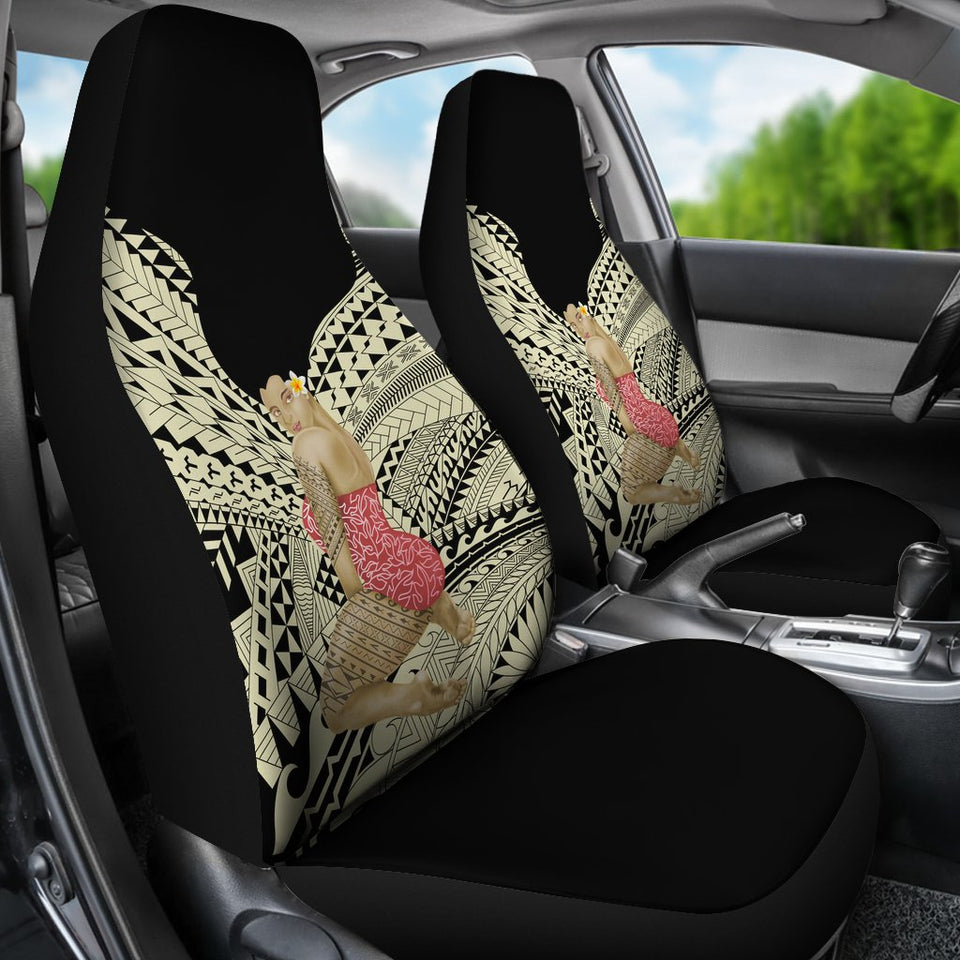 Hawaii Polynesian Hula Girl Wearing Plumeria Car Seat Covers - AH - J5