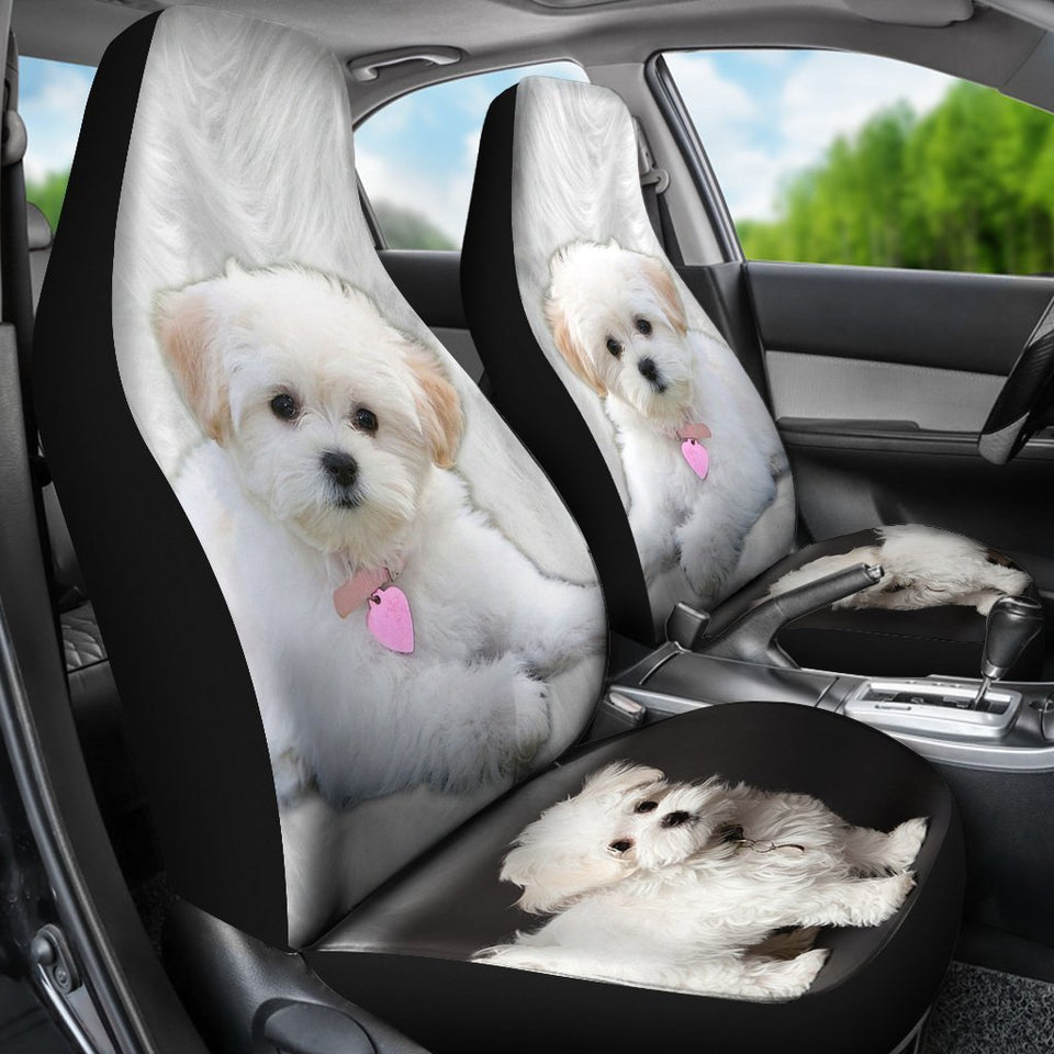 Cute Maltese Dog Print Car Seat Covers-Free Shipping