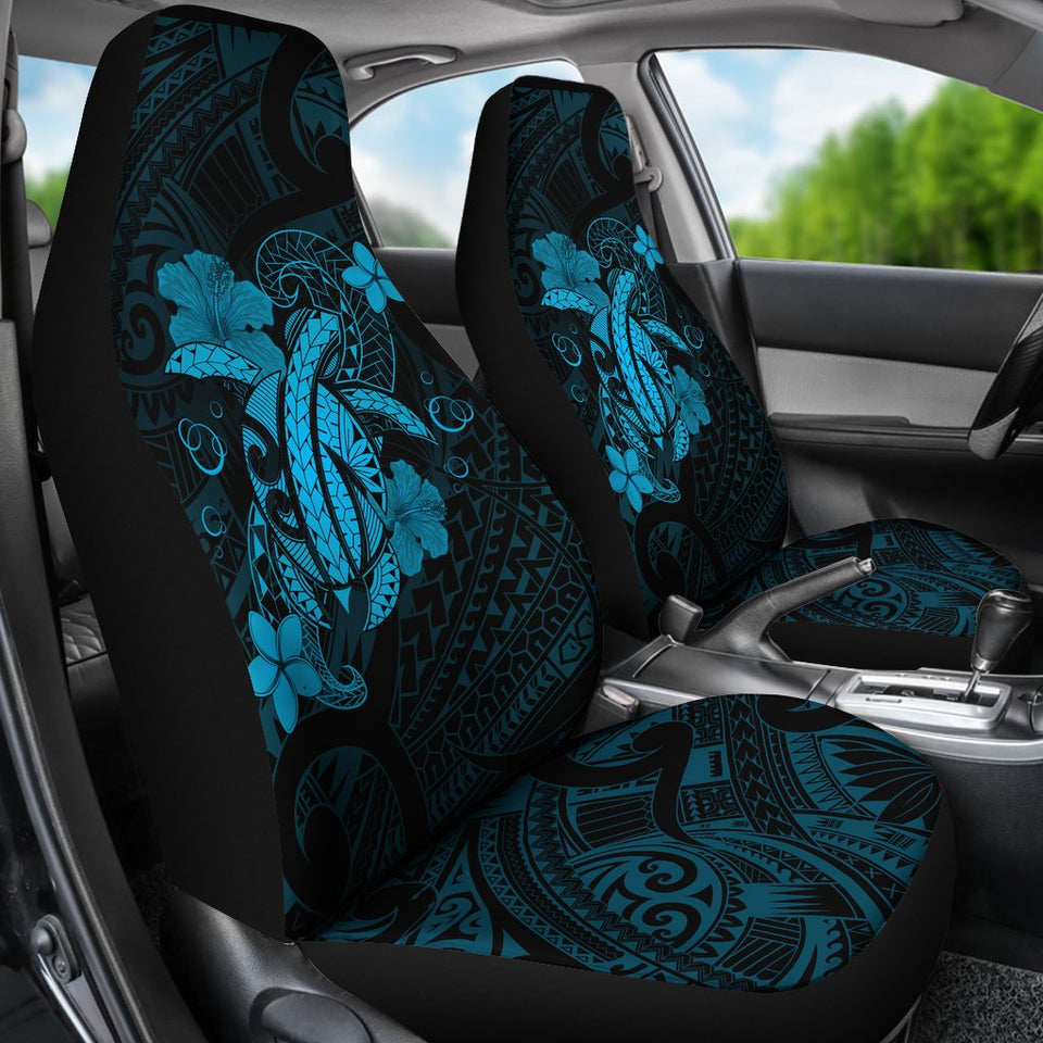 Hawaii Turtle Flower Polynesian Car Seat Covers - Turquoise - AH J4