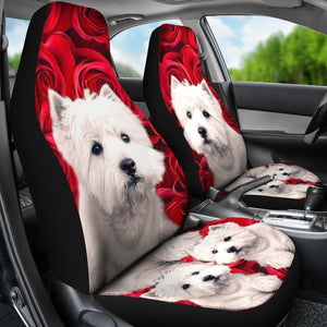 Westie On Rose Print Car Seat Covers-Free Shipping