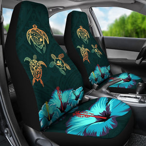 Hawaii Map Turtle Hibiscus Polynesian Luxury Car Seat Covers - Honu Ohana - AH - J6