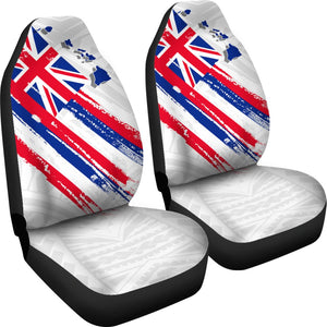 Hawaii Flag Polynesian White Car Seat Covers - AH J2