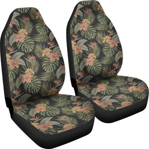 Hawaiian Tropical Hibiscus Monstera Leaf Car Seat Cover - AH - J7