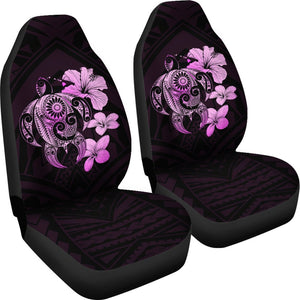 Hibiscus Plumeria Mix Polynesian Pink Turtle Car Seat Covers - AH - J1