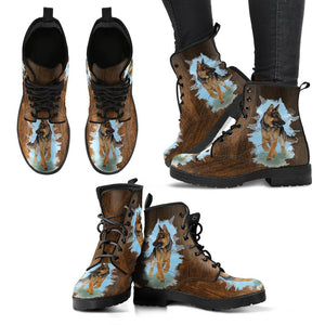 German Shepherd Design Ladies Leather Look Leather Boots Fashion Boots Custom Shoes German Shepherd Design Ladies Leather Look Leather Boots Fashion Boots Custom Shoes - Vegamart.com