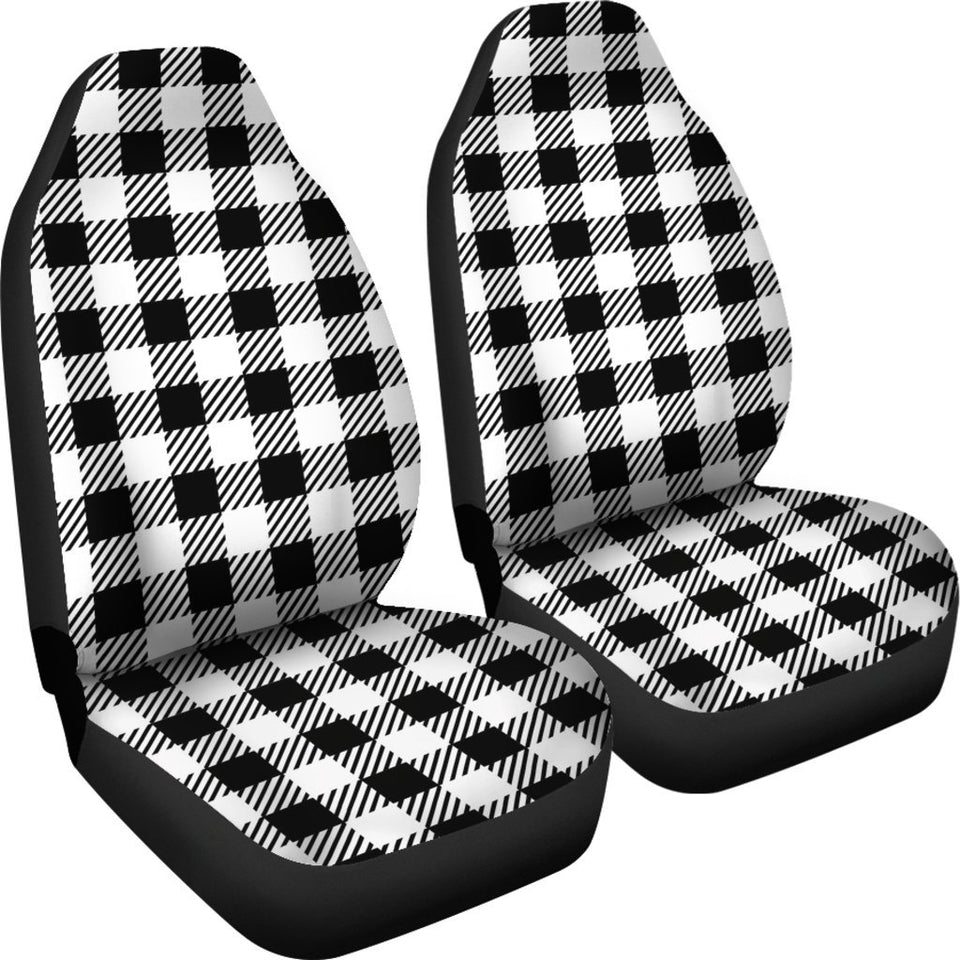 Gingham Black Pattern Print Seat Cover Car Seat Covers Set 2 Pc, Car Accessories Car Mats Gingham Black Pattern Print Seat Cover Car Seat Covers Set 2 Pc, Car Accessories Car Mats - Vegamart.com