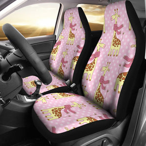 Giraffe Cute Pink Polka Dot Print Car Seat Covers Set 2 Pc, Car Accessories Car Mats Covers Giraffe Cute Pink Polka Dot Print Car Seat Covers Set 2 Pc, Car Accessories Car Mats Covers - Vegamart.com
