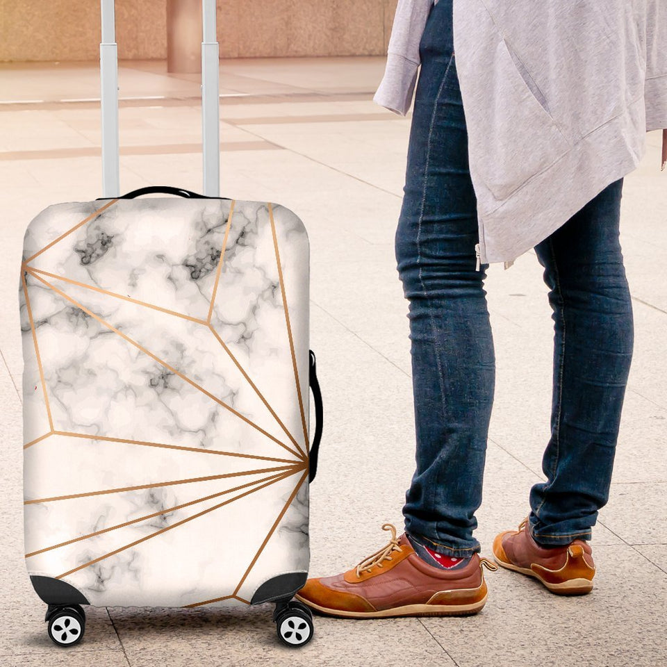 Gold Geometric Line Marble Luggage Cover Protector