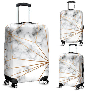 Gold Geometric Line Marble Luggage Cover Protector