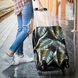 Gold Glitter Cyan Tropical Palm Leaves Luggage Cover Protector