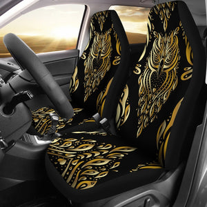 Gold Ornamental Owl Car Seat Covers Set 2 Pc, Car Accessories Car Mats Covers Gold Ornamental Owl Car Seat Covers Set 2 Pc, Car Accessories Car Mats Covers - Vegamart.com