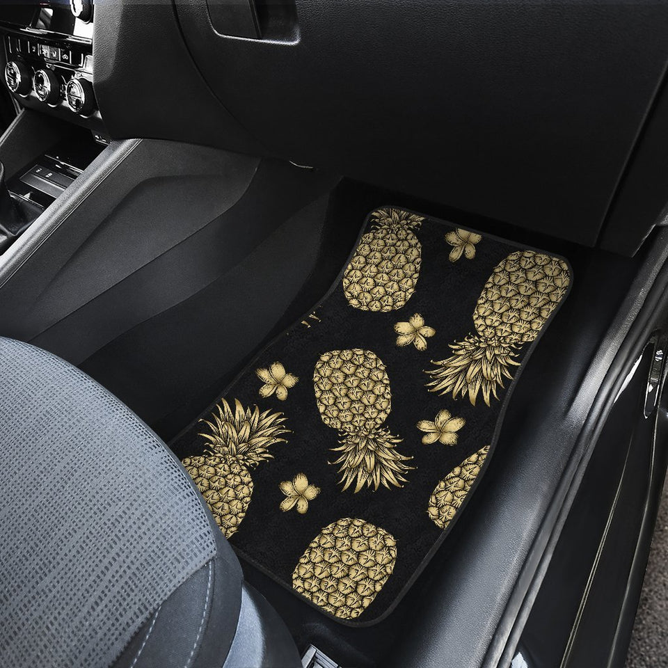 Gold Pineapple Hibiscus Car Floor Mats