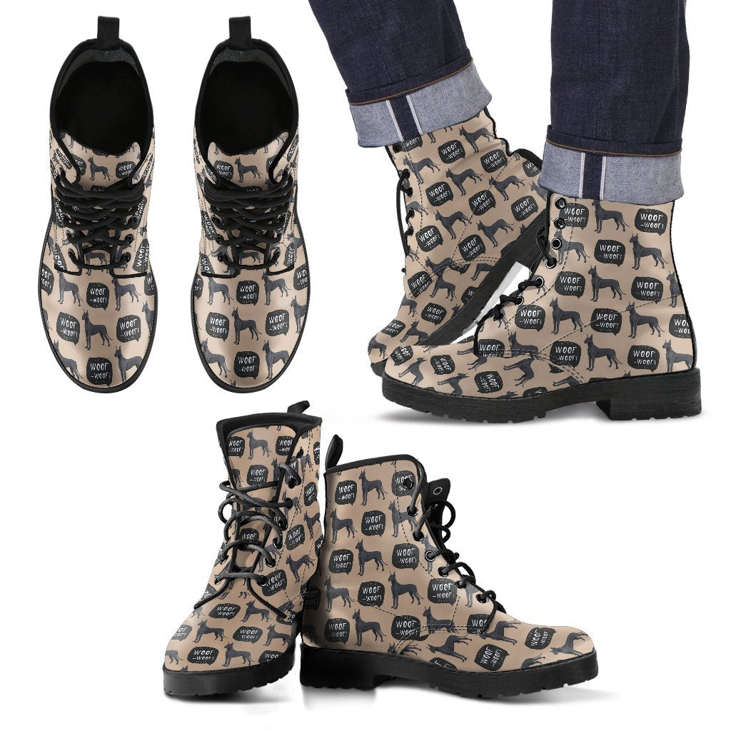 Great Dane Pattern Print Men Women Leather Boots