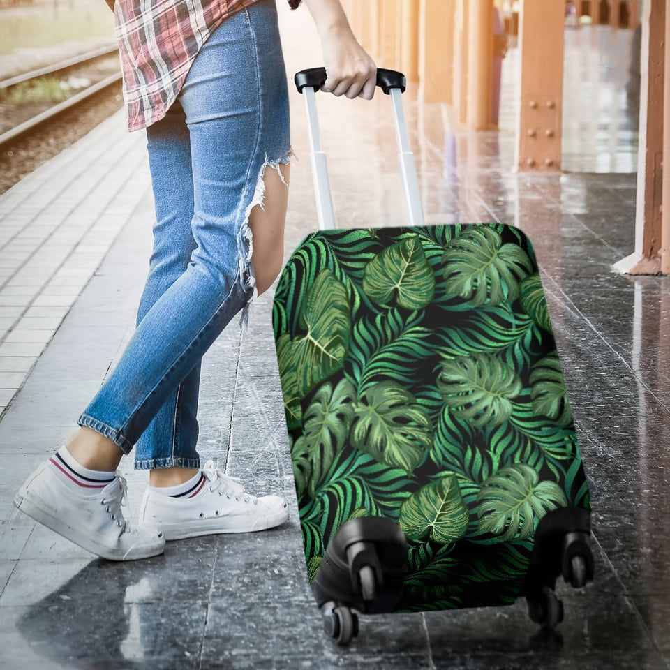 Green Fresh Tropical Palm Leaves Luggage Cover Protector