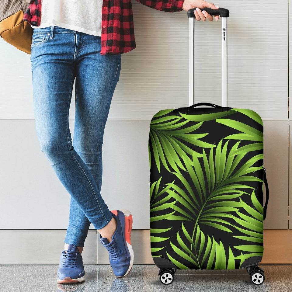 Green Neon Tropical Palm Leaves Luggage Cover Protector