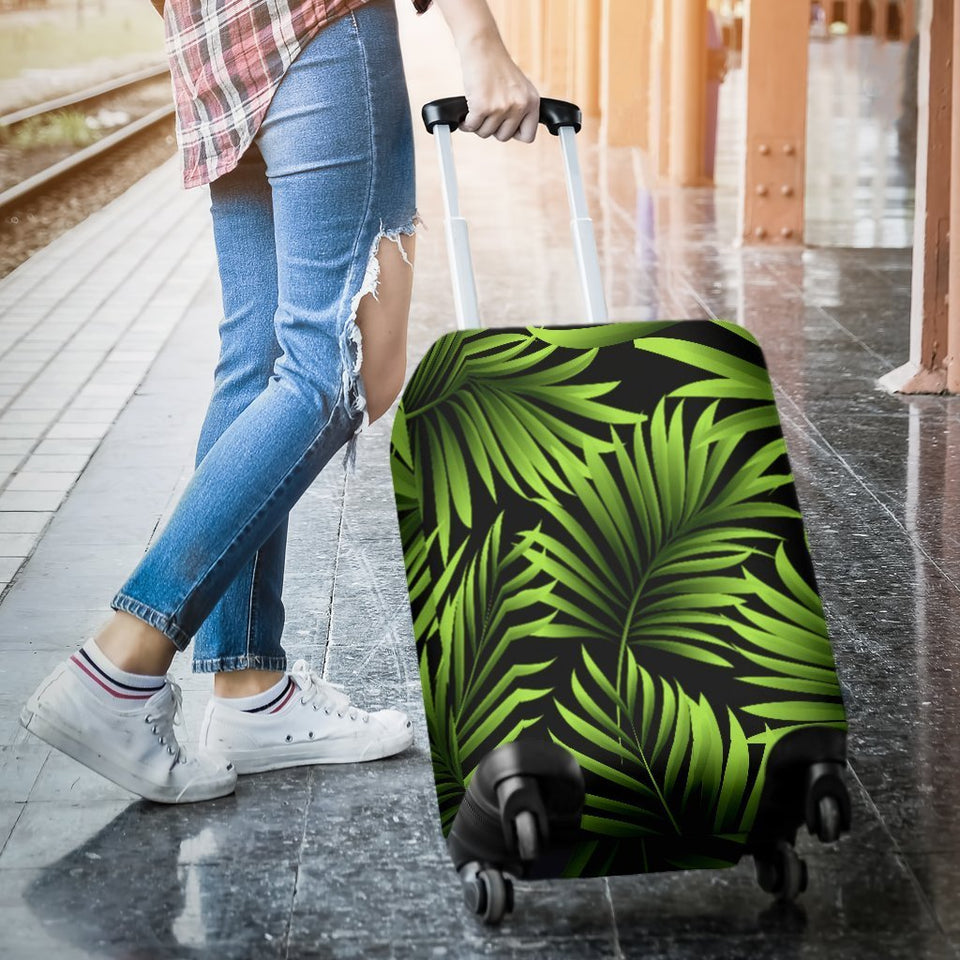 Green Neon Tropical Palm Leaves Luggage Cover Protector