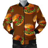 Hamburger Brown Pattern Print Men Casual Bomber Jacket