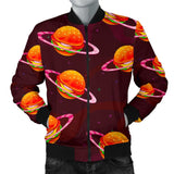 Hamburger Planet Pattern Print Men Casual Bomber Jacket