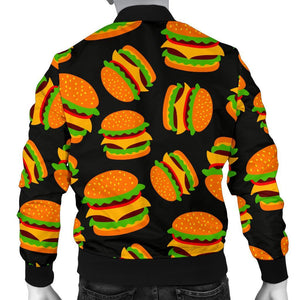 Hamburger Print Pattern Men Casual Bomber Jacket