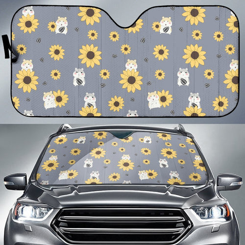Hamster Sunflower Pattern Print Car Sun Shade
