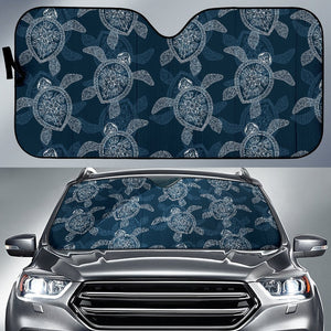 Hawaiian Blue Sea Turtle Pattern Print Car Sun Shade
