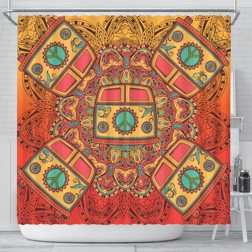 Hippie Van Mandala Shower Curtain
