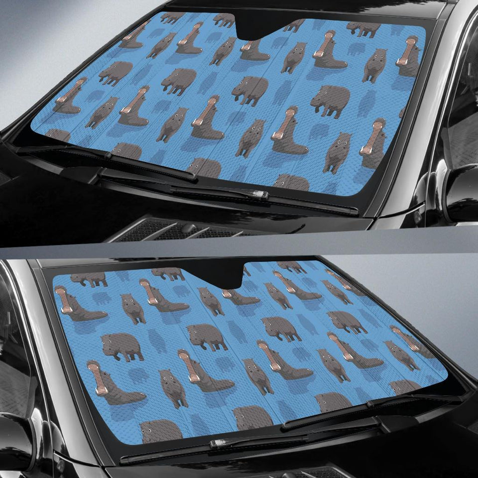 Hippo Pattern Print Car Sun Shade