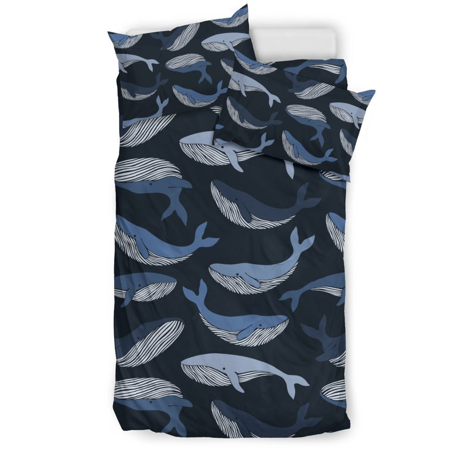 Humpback Whale Pattern Print Duvet Cover Bedding Set