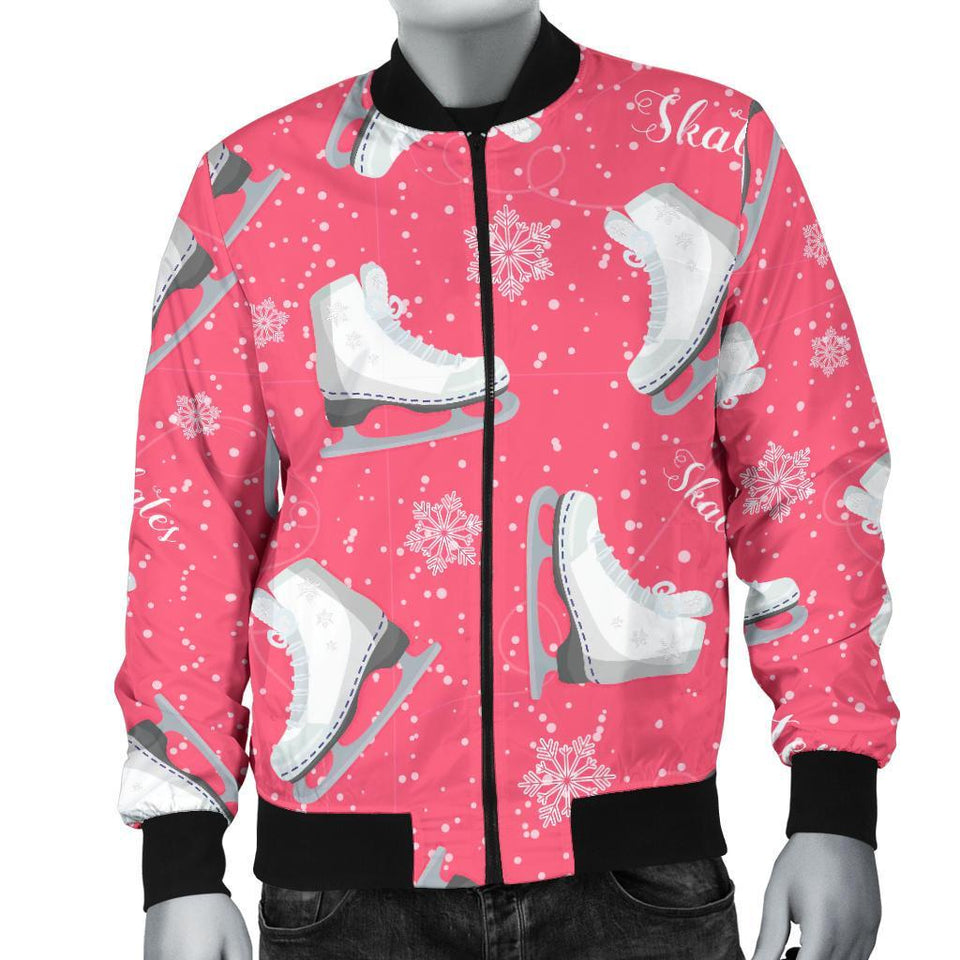 Ice Skate Pink Pattern Print Men Casual Bomber Jacket