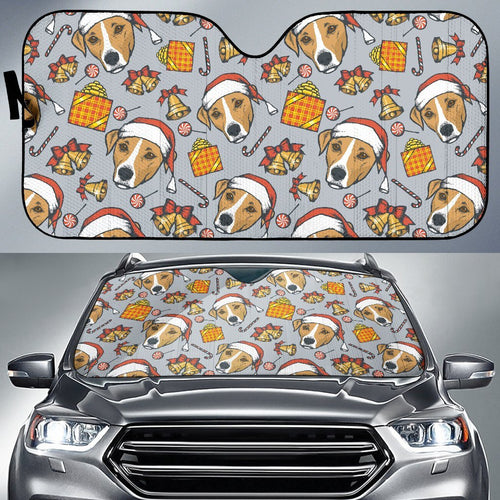 Jack Russell Dog Christmas Pattern Print Car Sun Shade