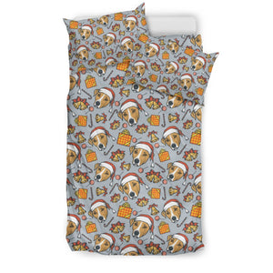 Jack Russell Dog Christmas Pattern Print Duvet Cover Bedding Set