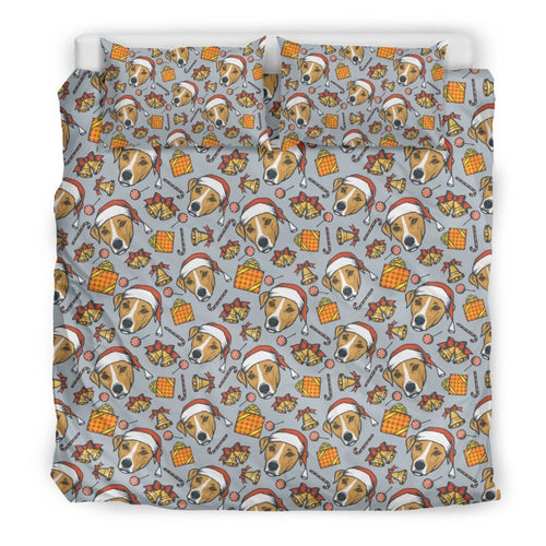 Jack Russell Dog Christmas Pattern Print Duvet Cover Bedding Set
