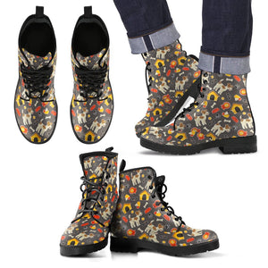 Jack Russell Dog Pattern Print Men Women Leather Boots