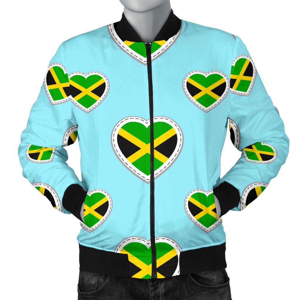 Jamaican Heart Pattern Print Men Casual Bomber Jacket