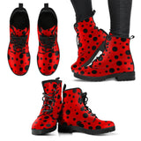 Ladybug Pattern Print Men Women Leather Boots