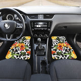 Leopard Orange Flower Car Floor Mats