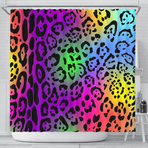 Leopard Rainbow Shower Curtain
