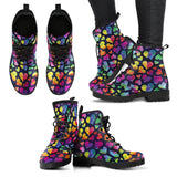 Lgbt Pride Rainbow Heart Pattern Print  Men Women Leather Boots