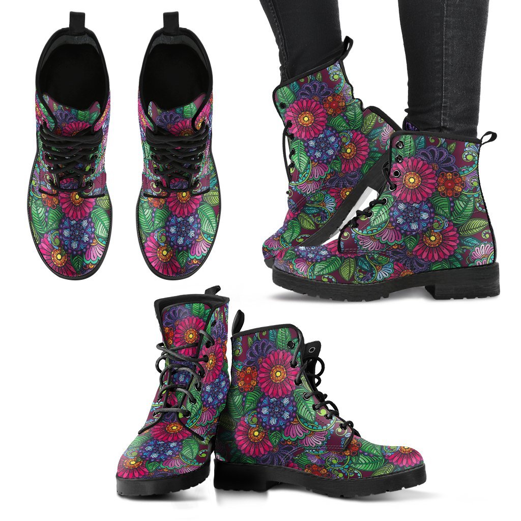 Mandala Flowers Women's Leather Boots