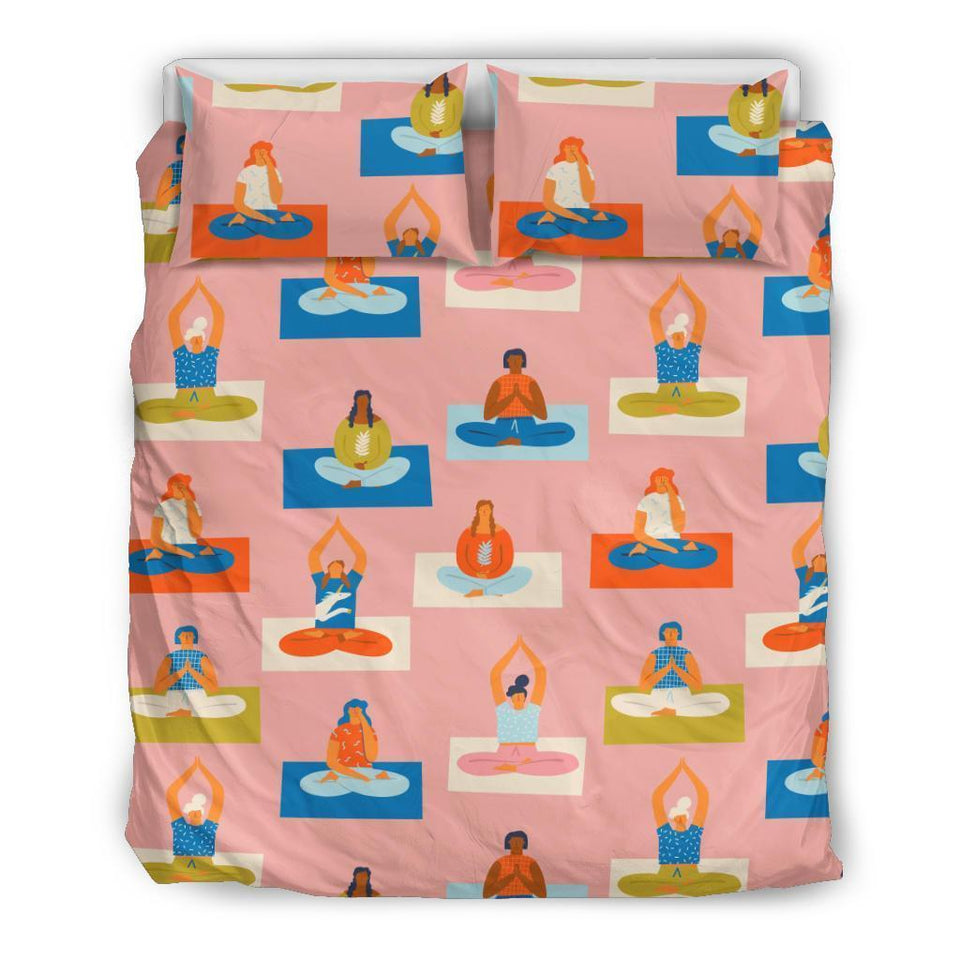 Meditation Yoga Pattern Print Duvet Cover Bedding Set