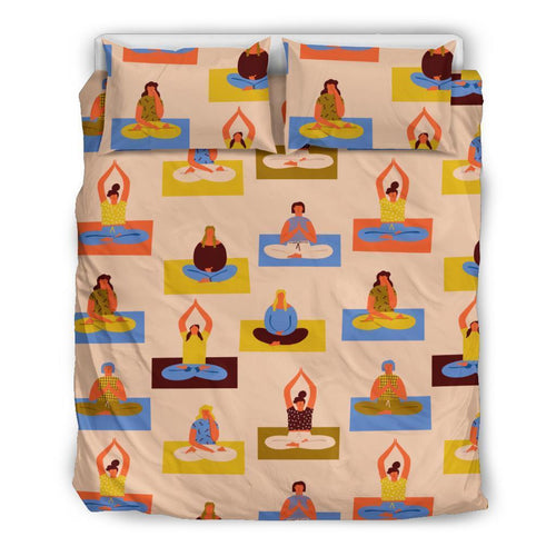 Meditation Yoga Print Pattern Duvet Cover Bedding Set