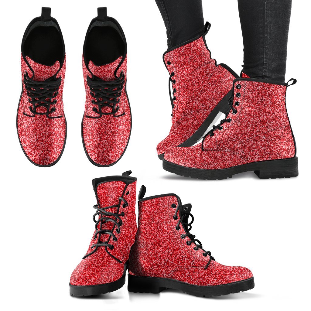 Metallic Effect in Red - Leather Boots for Women