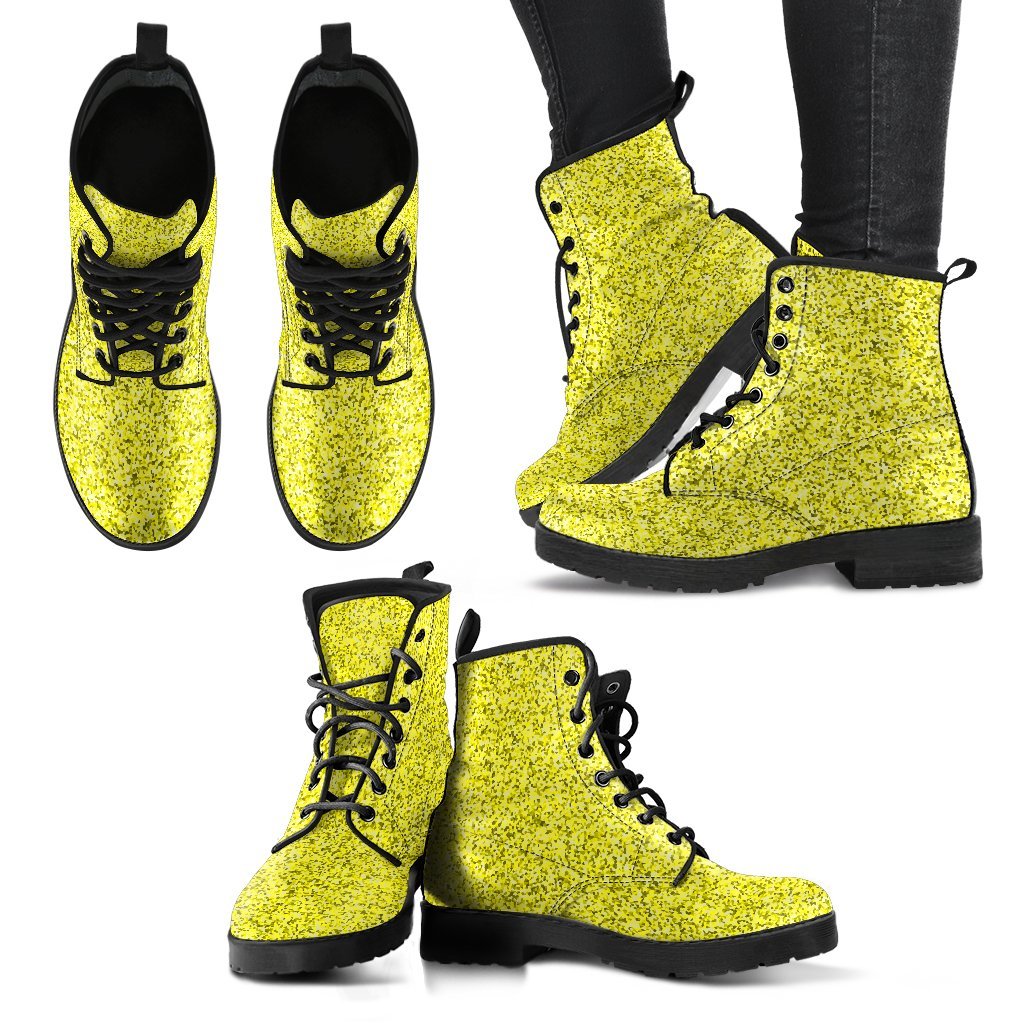 Metallic Effect in Yellow - Leather Boots for Women