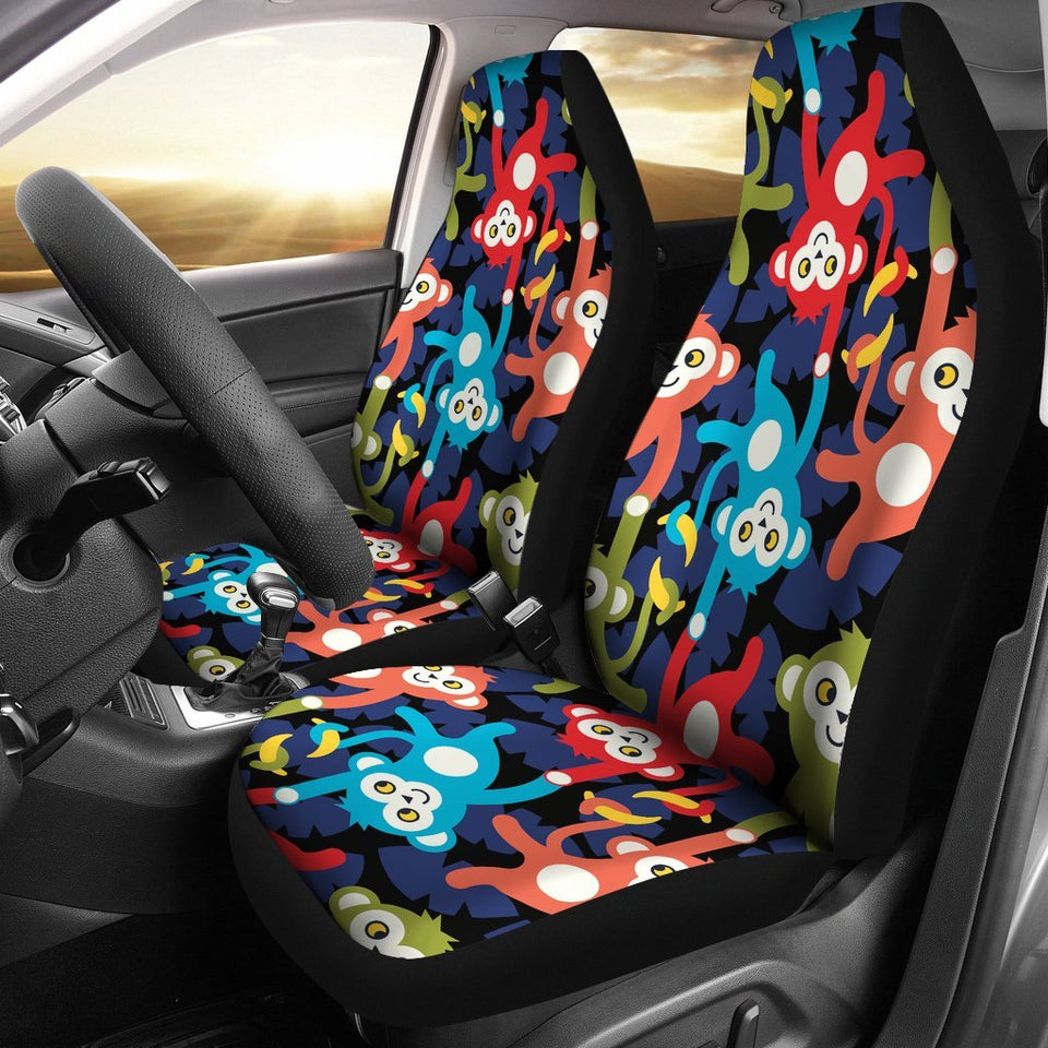 Monkey Colorful Design Themed Print Car Seat Covers Set 2 Pc, Car Accessories Car Mats Covers Monkey Colorful Design Themed Print Car Seat Covers Set 2 Pc, Car Accessories Car Mats Covers - Vegamart.com